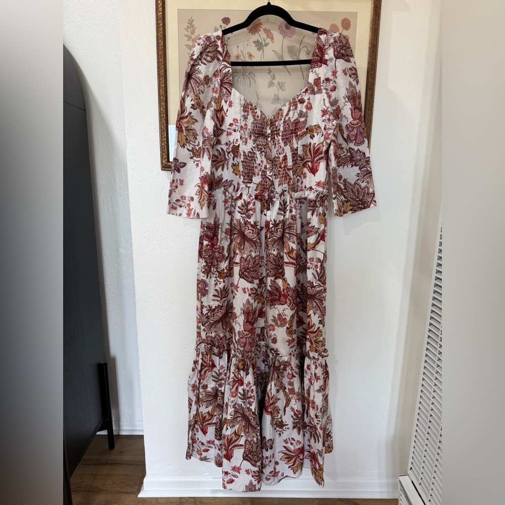 EUC Cara Cara Blue Hill Floral Print linen Dress - Picture 9 of 11